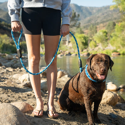 Pacific Rope Dog Leash, Woman Holding Labrador Retriever Dog with Rope Dog Leash and Rope Dog Collar on River